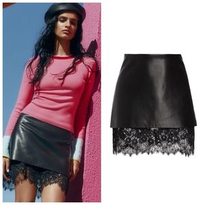 Alice Olivia Rubi Faux Leather Two Tier Micro Skirt Size 12 NWOT